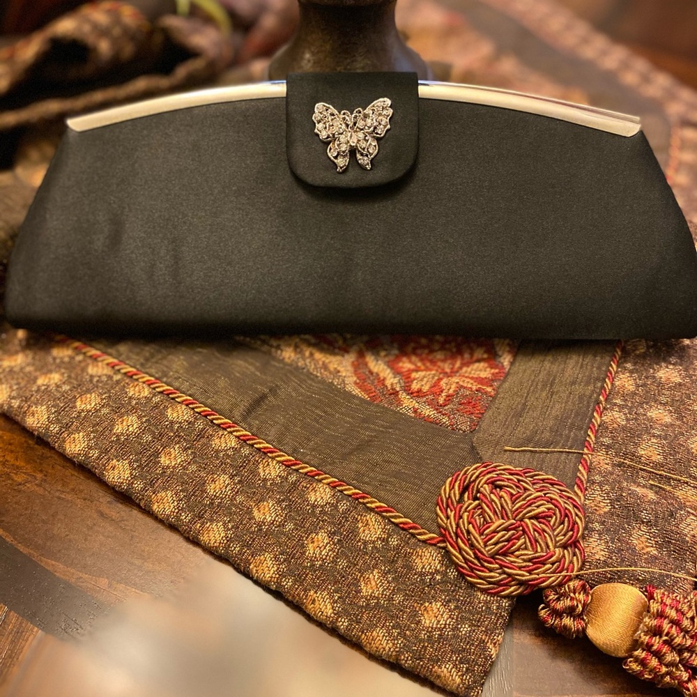 Black and silver evening clutch